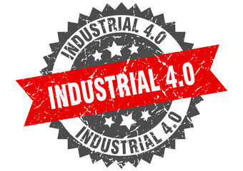 Obraz premium industrial 4.0 stamp. grunge round sign with ribbon