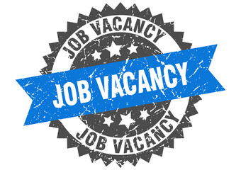 job vacancy stamp. grunge round sign with ribbon
