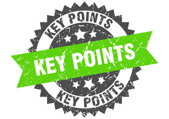 key points stamp. grunge round sign with ribbon