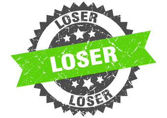 loser stamp. grunge round sign with ribbon