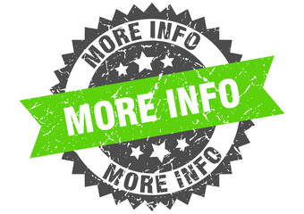 more info stamp. grunge round sign with ribbon