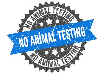 Obraz premium no animal testing stamp. grunge round sign with ribbon