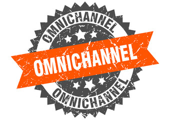 omnichannel stamp. grunge round sign with ribbon