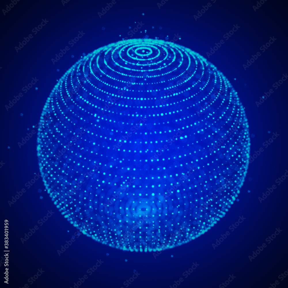 Poster abstract 3d sphere. sphere particles. global network connection. futuristic technology style. big da