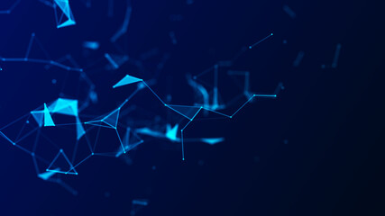 Network connection structure. Big data complex with compounds. Abstract blue digital background. Science background. 3D rendering.