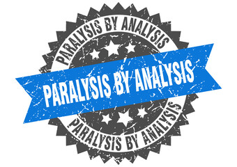 paralysis by analysis stamp. grunge round sign with ribbon