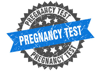 Obraz premium pregnancy test stamp. grunge round sign with ribbon