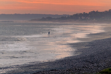 Sunset at an uruguayan beach. At dusk on a windy but warm afternoon at the beach in Bellavista, Maldonado, Uruguay.