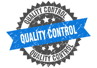 quality control stamp. grunge round sign with ribbon
