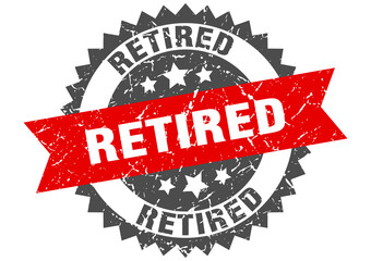 retired stamp. grunge round sign with ribbon