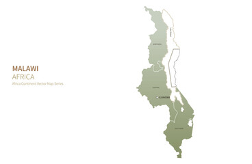malawi map. vector map of african countries.