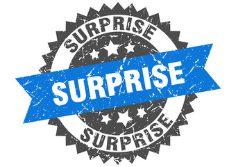 surprise stamp. grunge round sign with ribbon