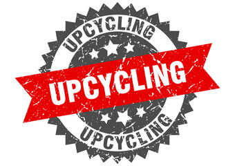 Obraz premium upcycling stamp. grunge round sign with ribbon