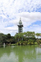 lighthouse on the shore of the river