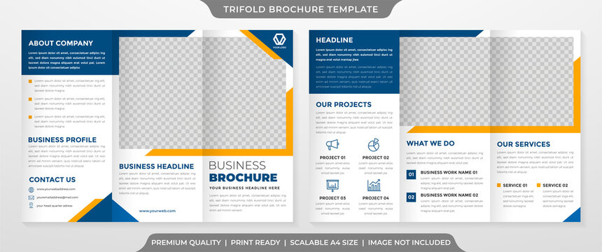 trifold brochure template with minimalist concept and clean style use for business promotion ads 
