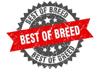 best of breed stamp. grunge round sign with ribbon