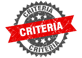criteria stamp. grunge round sign with ribbon