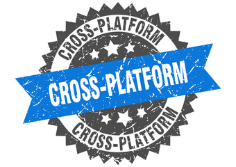 Obraz premium cross-platform stamp. grunge round sign with ribbon