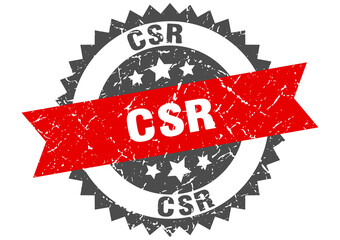 csr stamp. grunge round sign with ribbon