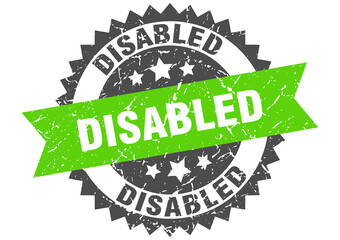 disabled stamp. grunge round sign with ribbon