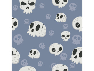 Halloween seamless pattern skulls. Cartoon characters halloween illustration. Vector pattern for paper background vector