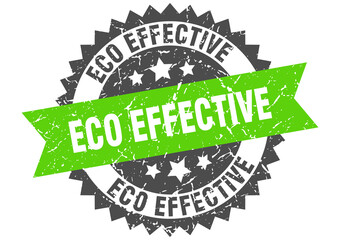 eco effective stamp. grunge round sign with ribbon