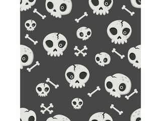 Halloween seamless pattern skulls. Cartoon characters halloween illustration. Vector pattern for paper background vector