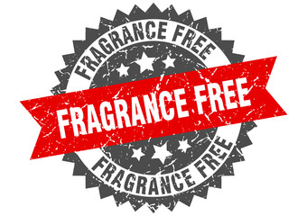 fragrance free stamp. grunge round sign with ribbon