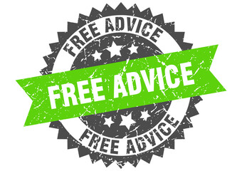 free advice stamp. grunge round sign with ribbon