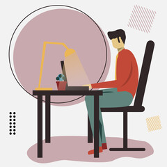 businessman working in the office vector illustration in  flat style