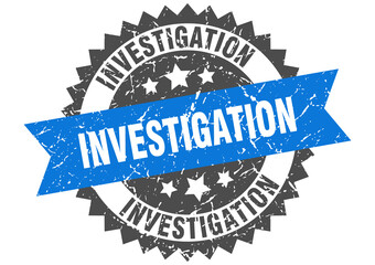 investigation stamp. grunge round sign with ribbon