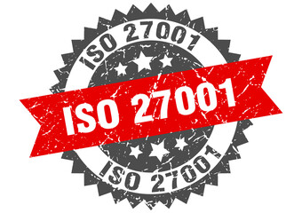 Obraz premium iso 27001 stamp. grunge round sign with ribbon