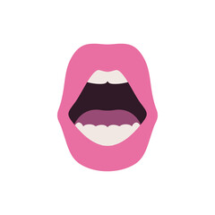 Open mouth illustration, pink lip cartoon, flat design style - Vector