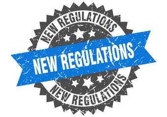 new regulations stamp. grunge round sign with ribbon