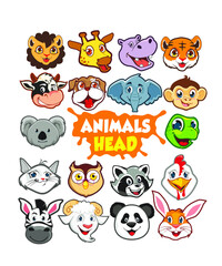 animal autumn head mascot cartoon in vector