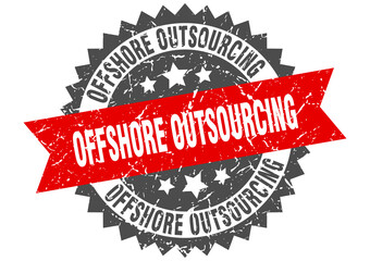 offshore outsourcing stamp. grunge round sign with ribbon