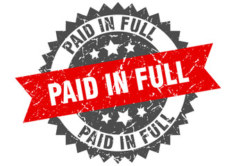 paid in full stamp. grunge round sign with ribbon