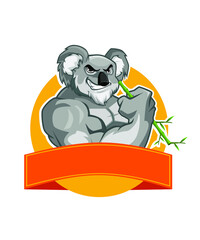 koala muscle gym logo cartoon in vector
