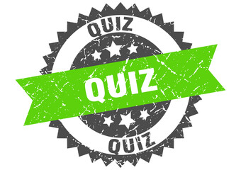 quiz stamp. grunge round sign with ribbon