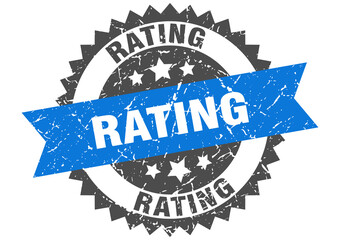 rating stamp. grunge round sign with ribbon