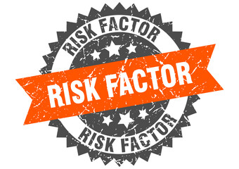 Fototapeta premium risk factor stamp. grunge round sign with ribbon