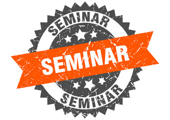 seminar stamp. grunge round sign with ribbon