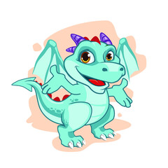 Fototapeta premium funny little dragon with wings