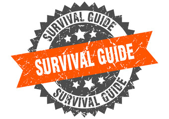 survival guide stamp. grunge round sign with ribbon