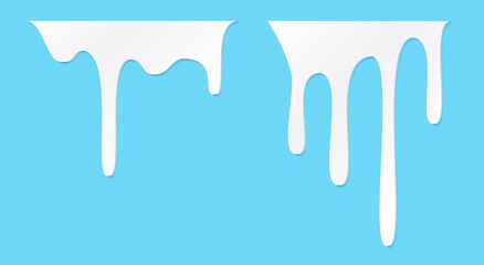 White melt drips or liquid sauce and milk drops. White liquid or melted chocolate drips, milk current paint.