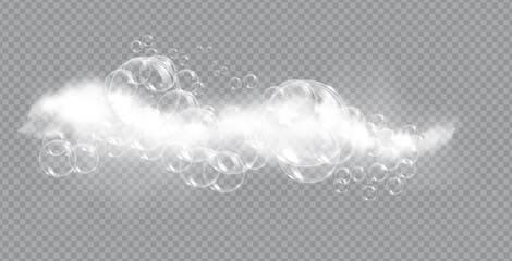 Bath foam soap with bubbles isolated vector illustration on transparent background. Shampoo and soap foam lather vector illustration.