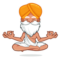 guru hermit meditation mascot cartoon in vector - obrazy, fototapety, plakaty