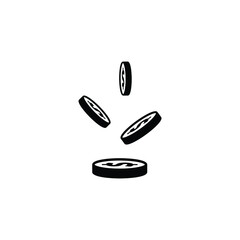 Falling coin icon vector isolated on white, logo sign and symbol.
