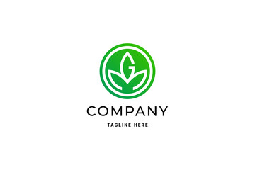Simple Leaf with G M Initials Logo Design