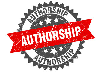 authorship stamp. grunge round sign with ribbon